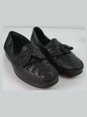 Earth Shoe Men's Size 9 D Black Leather Kiltie Tassel Loafers